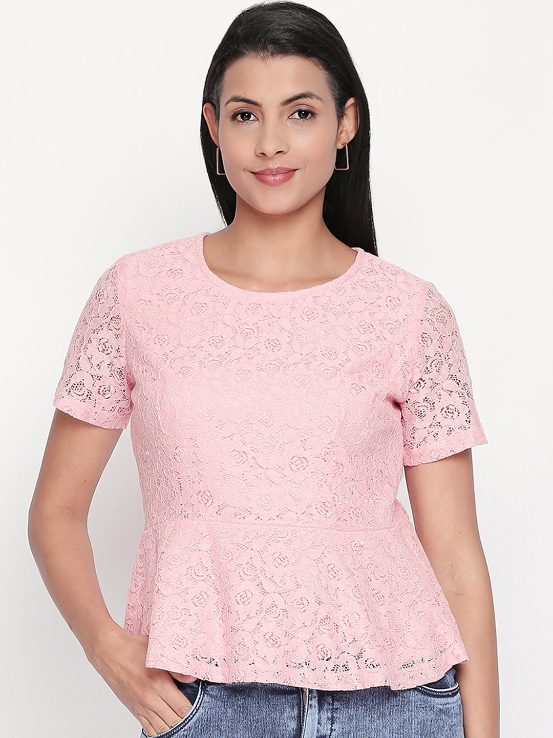 

Honey by Pantaloons Women Pink Self Design Top