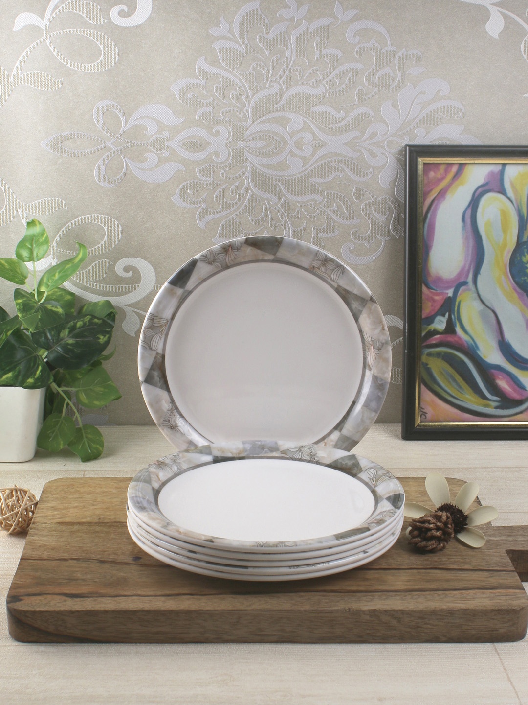 

Servewell White 6-Pieces Solid Melamine Plates Set