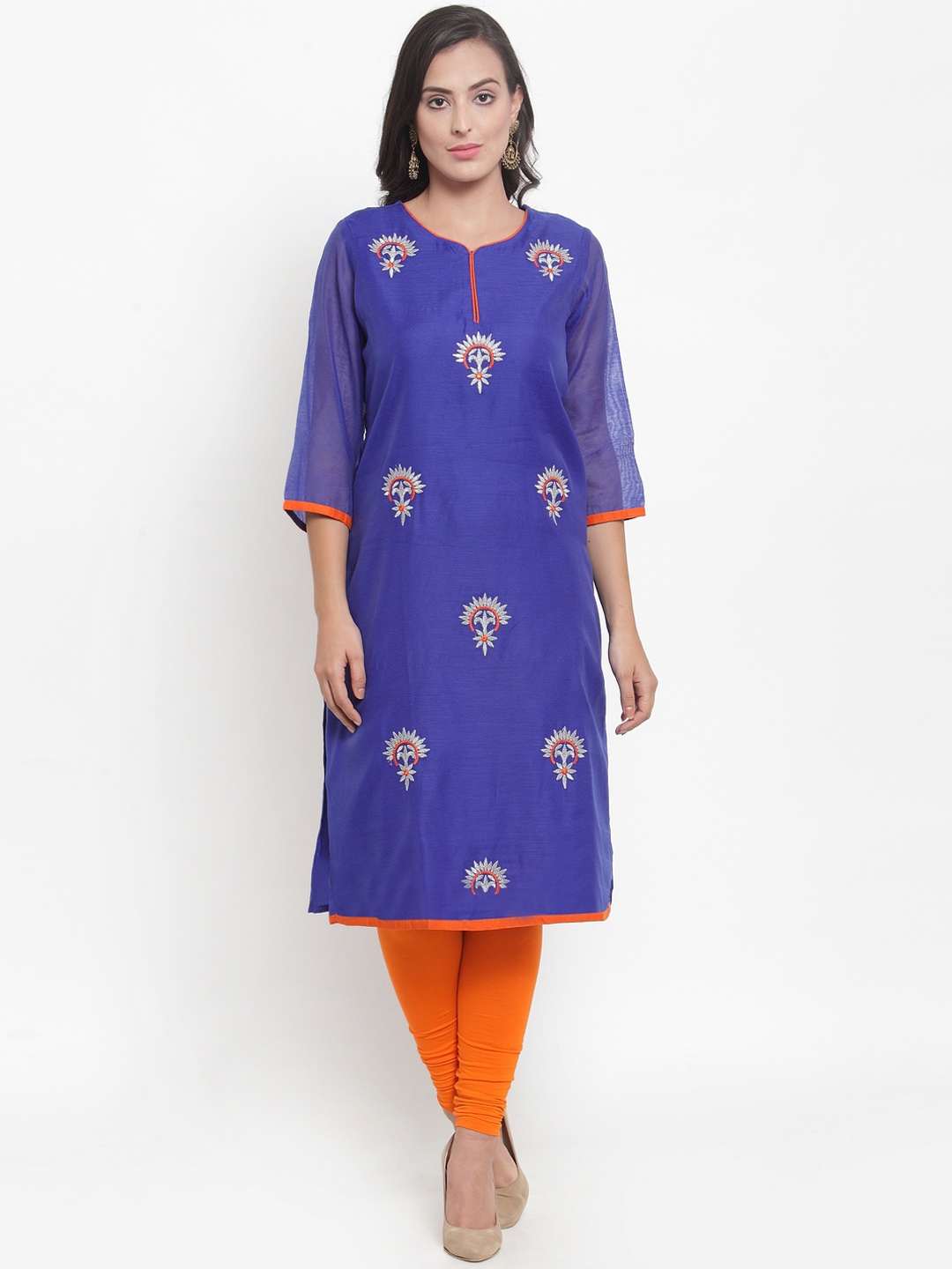 

WESTCLO Women Blue Embroidered Kurta