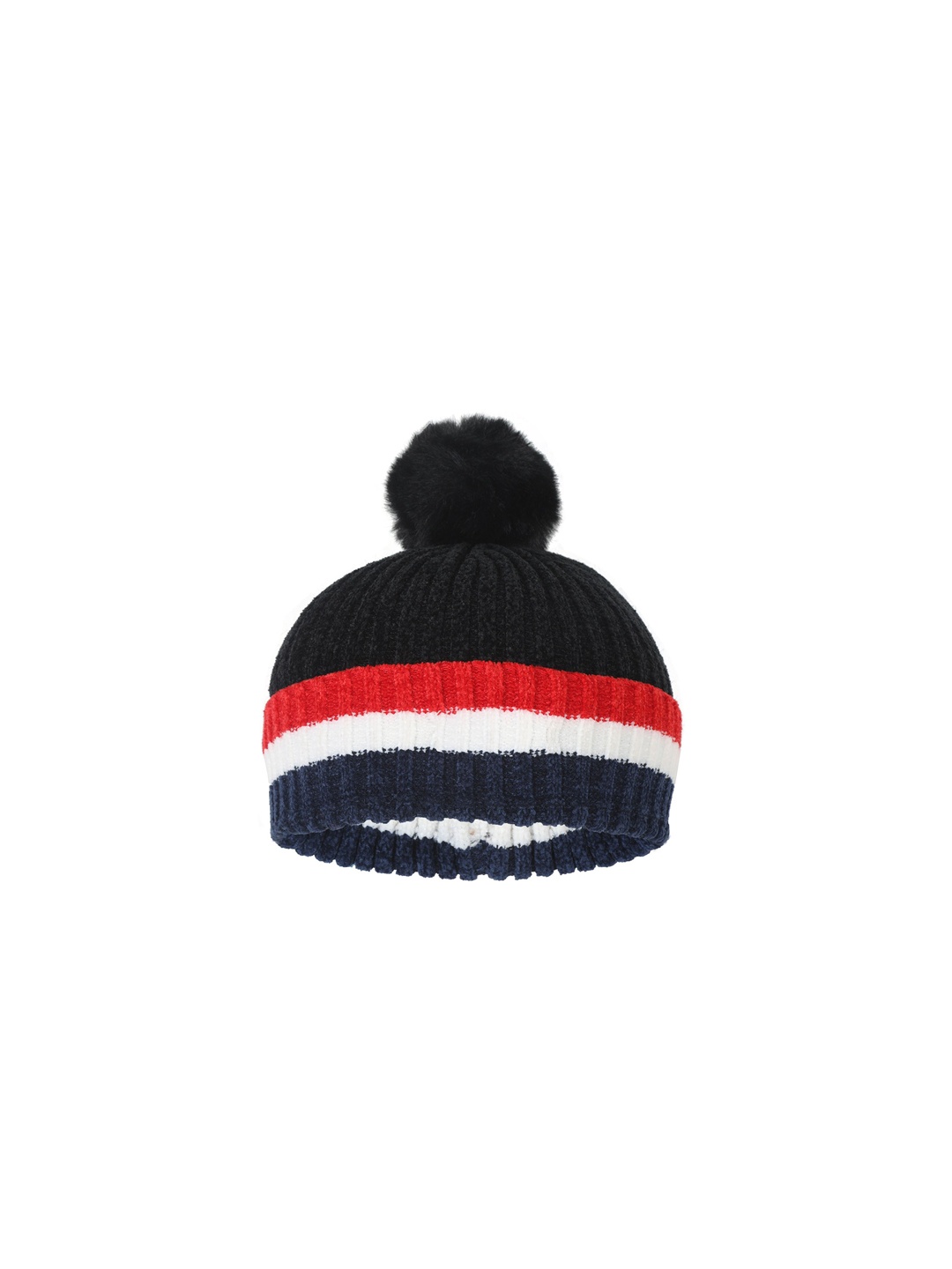 

FabSeasons Kids Black Self Design Beanie