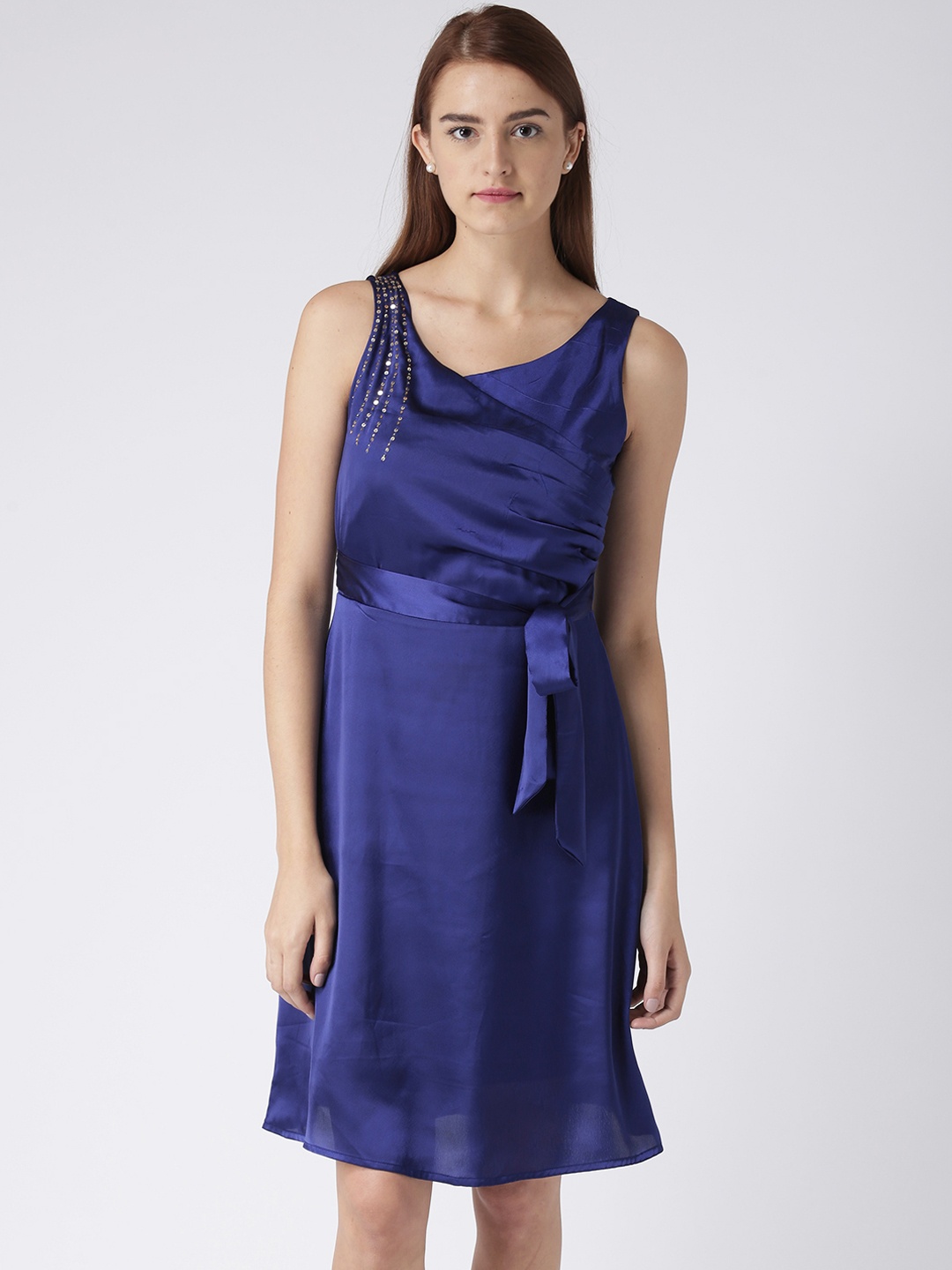 

KASSUALLY Women Embellished Blue Fit and Flare Dress