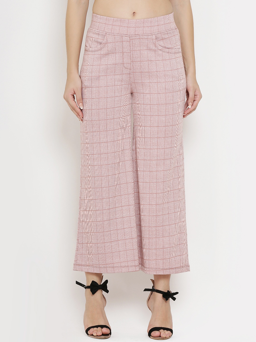 Westwood Women Pink Relaxed Flared Checked Parallel Trousers