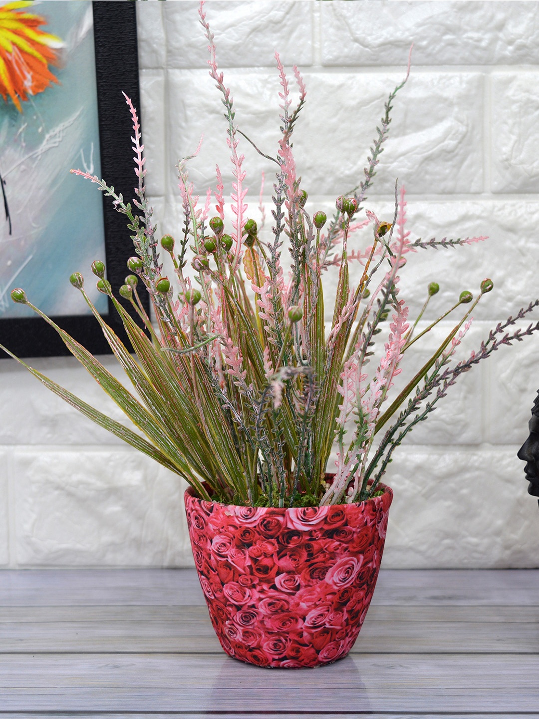 

Fancy mart Green & Pink Artificial Beads Grass Plant With Pot