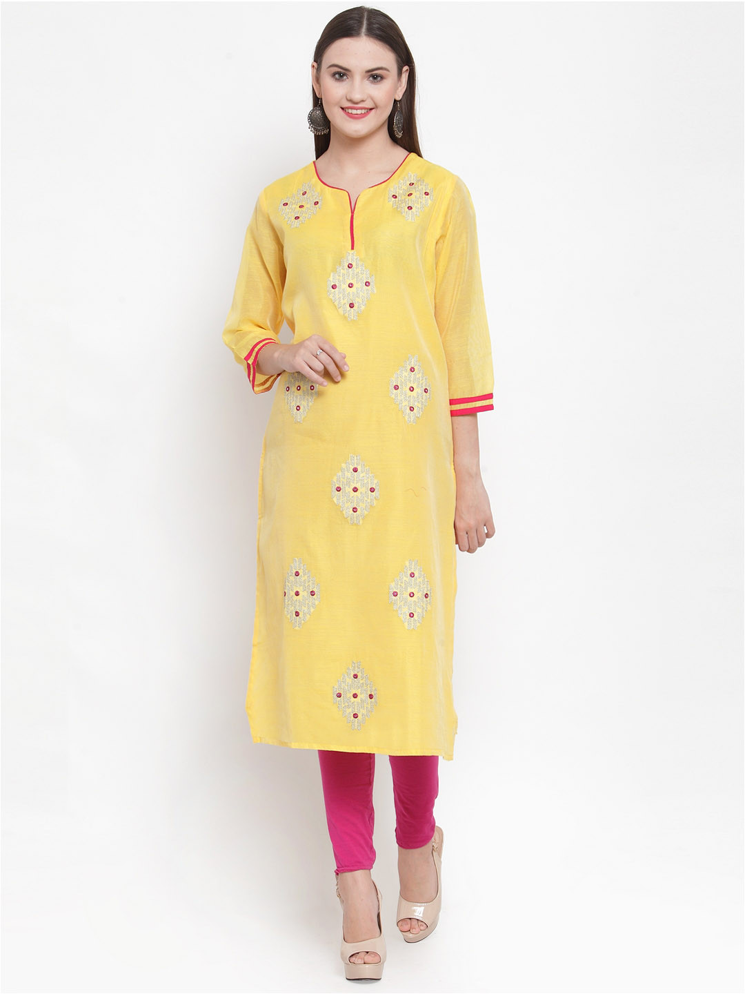 

WESTCLO Women Yellow Woven Design Kurta