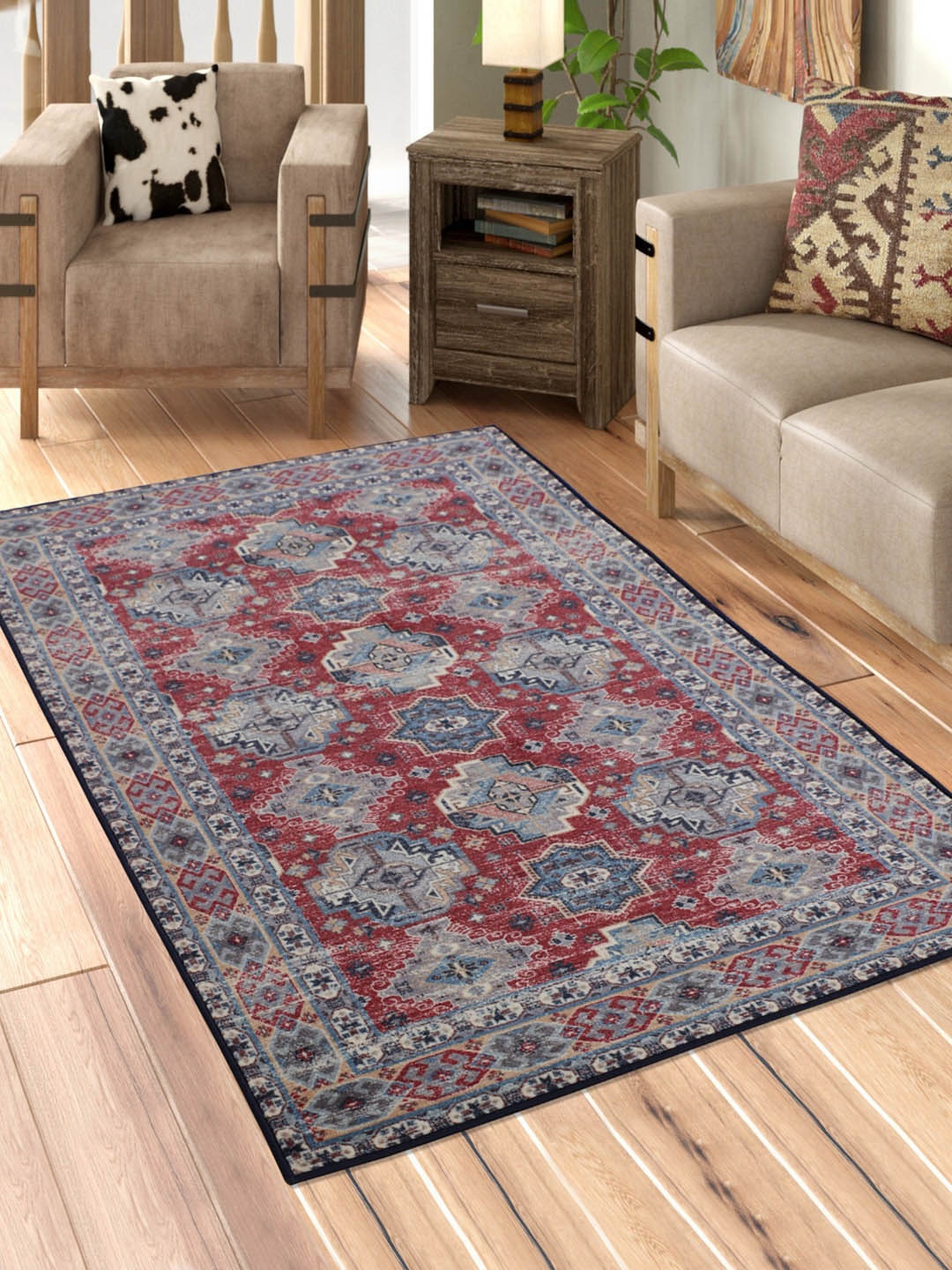 

RUGSMITH Premium Multicoloured Patterned No-Shred Carpet, Multi