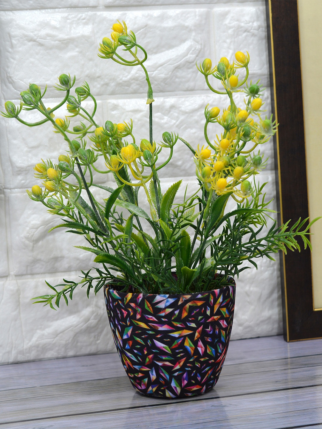 

fancy mart Unisex Yellow & Green Artificial Milk Weed Plant With Pot
