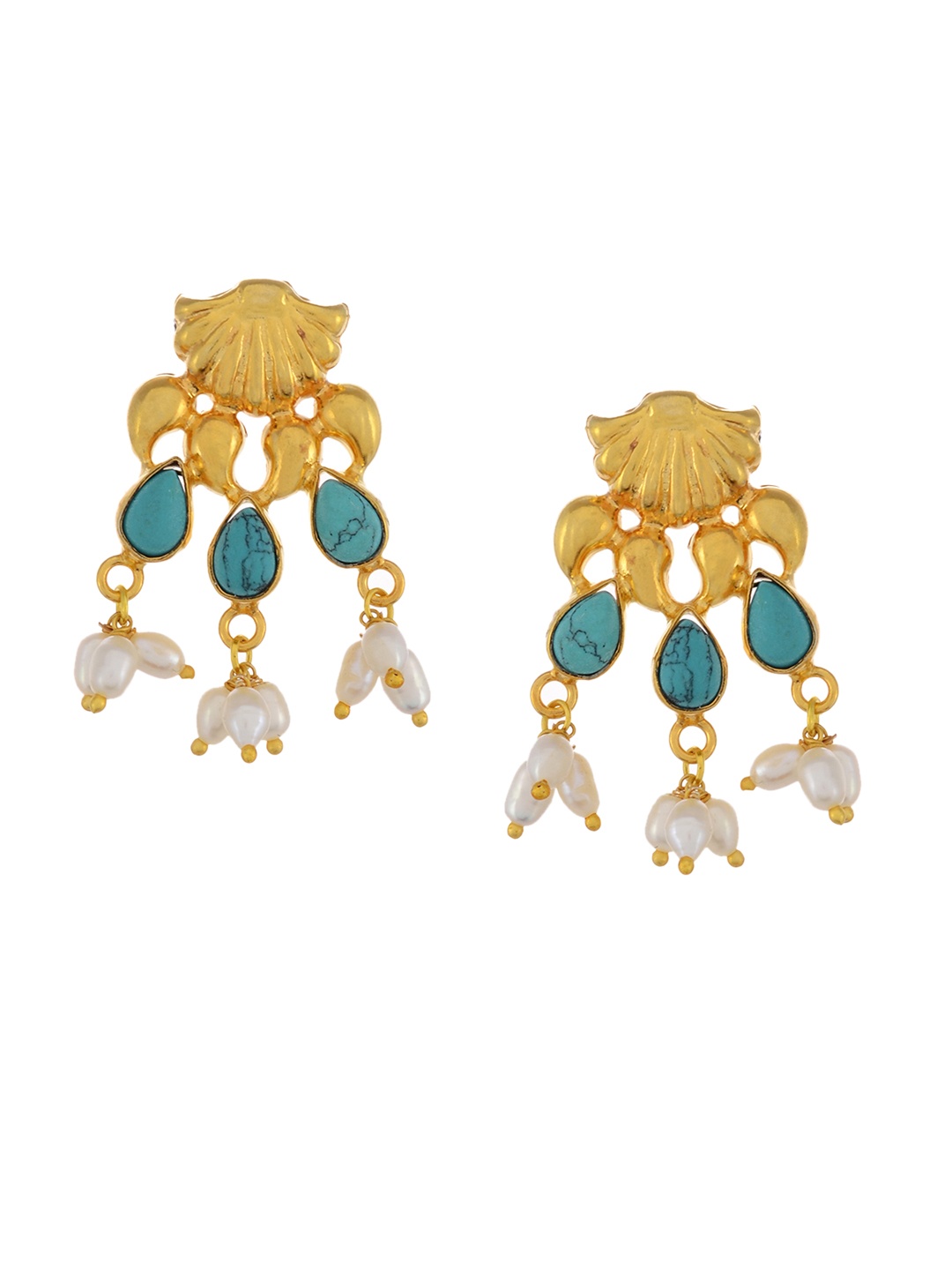 Silvermerc Designs Gold-Plated Contemporary Drop Earrings