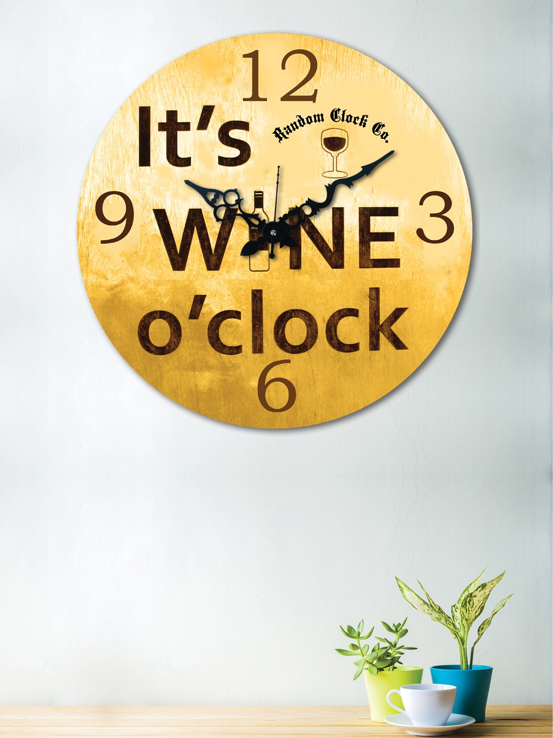 

RANDOM Mustard Yellow Round Printed Analogue Wall Clock