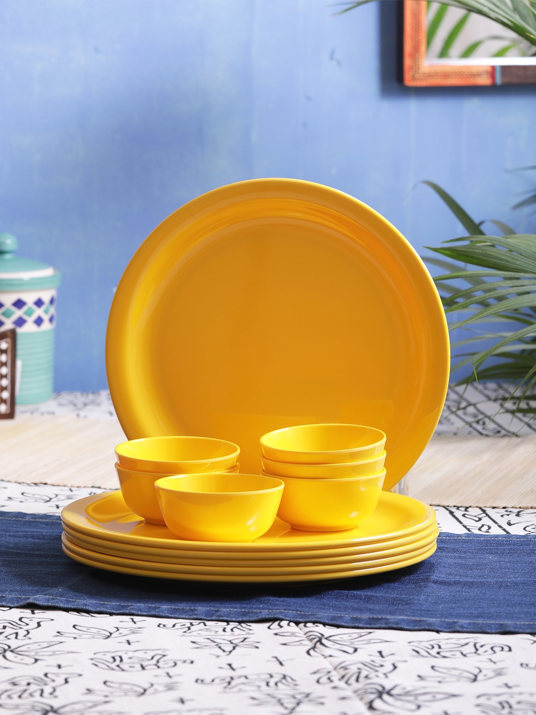 

Servewell Yellow Set Of 12 Solid Melamine Dinner Set