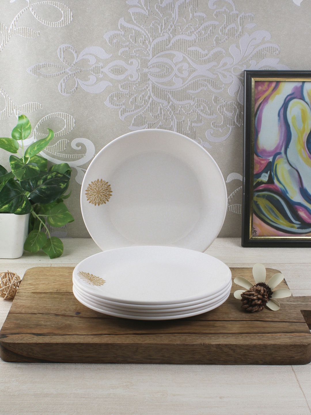 

Servewell White 6-Pieces Textured Melamine Plates Set