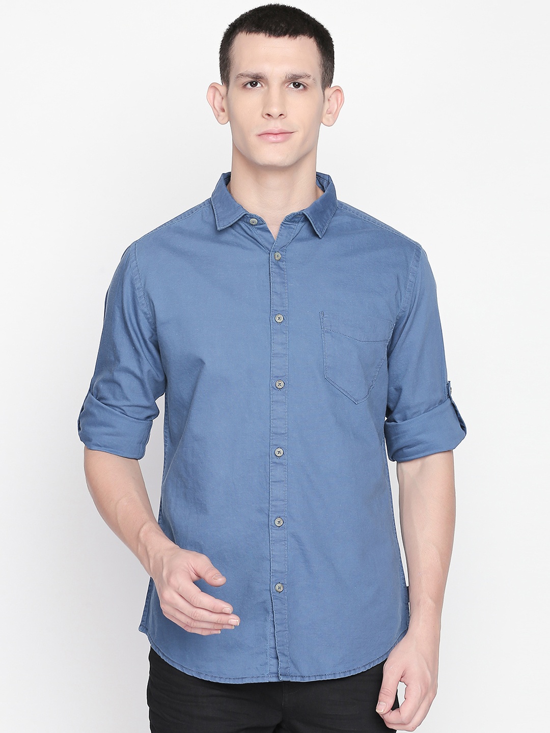 

SF JEANS by Pantaloons Men Blue Regular Fit Solid Casual Shirt