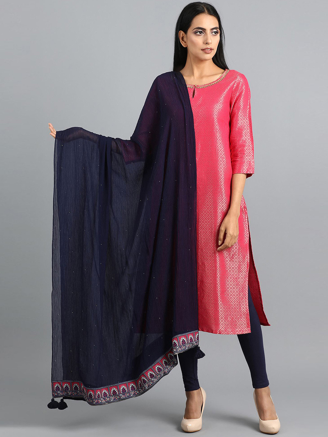

WISHFUL Blue Solid Dupatta
