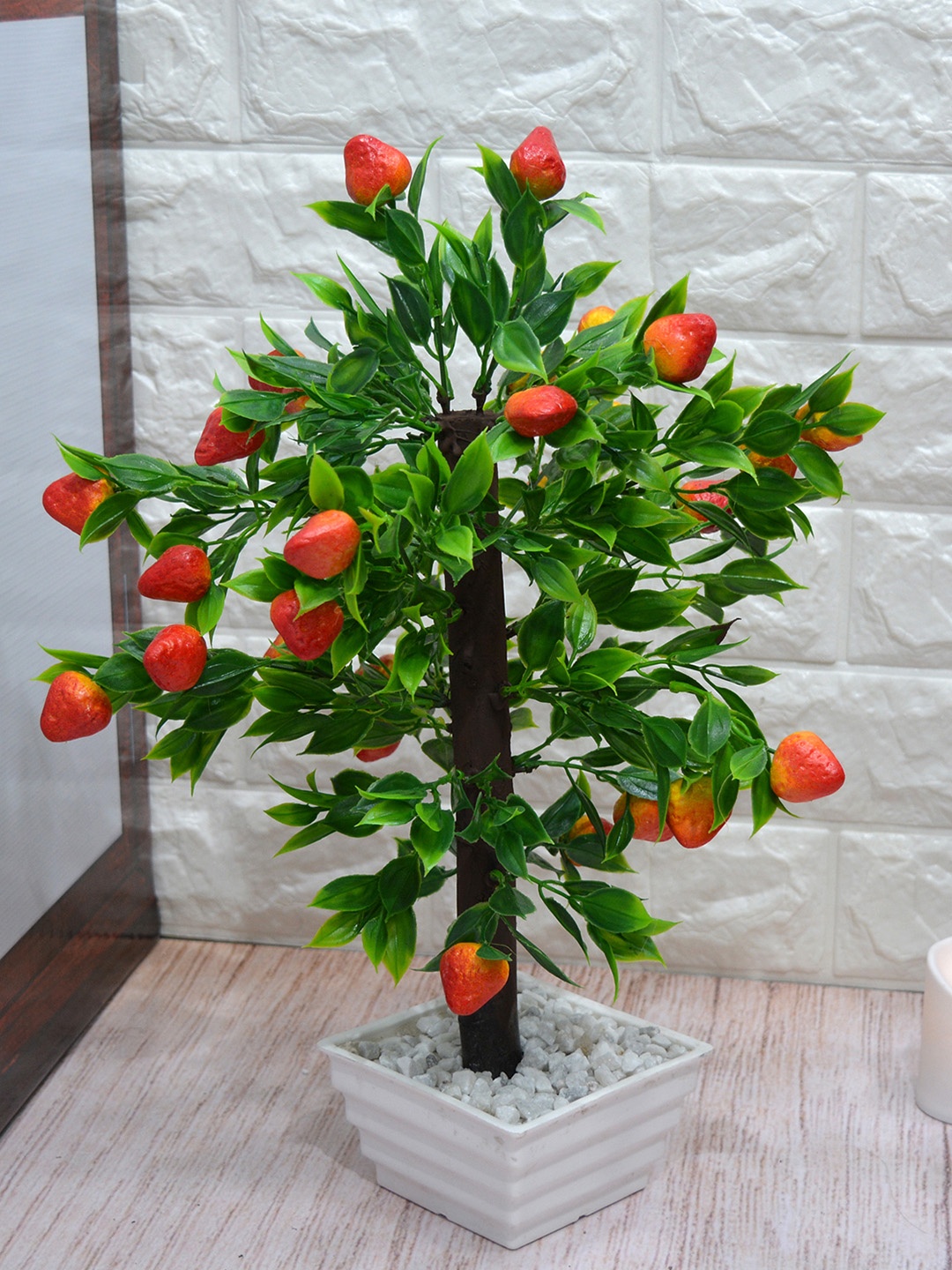 

fancy mart Unisex Red & Green Artificial Bonsai Plant With Pot