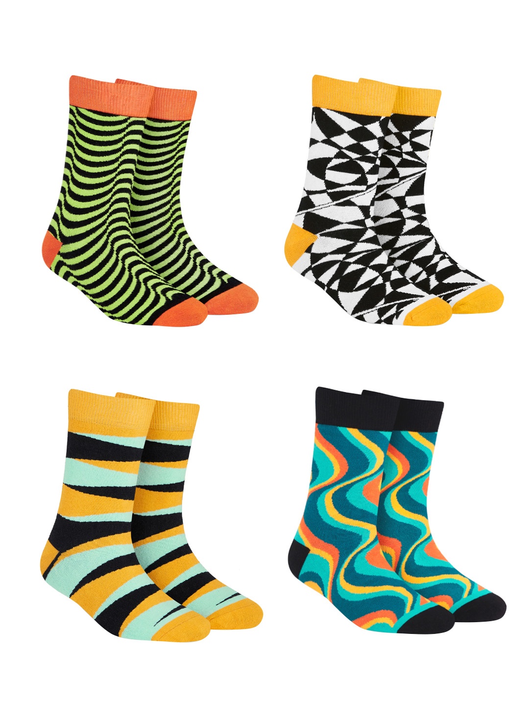 

Dynamocks Unisex Pack of 4 Patterned Socks, Multi