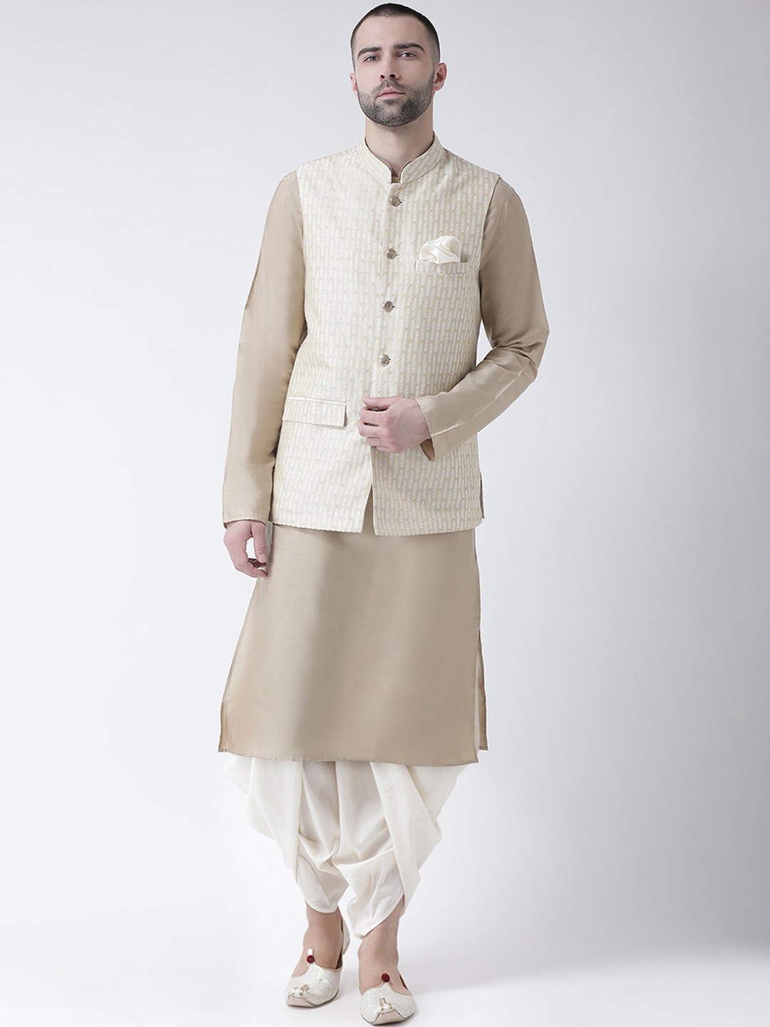 

KISAH Men Taupe & Off-White Kurta Set