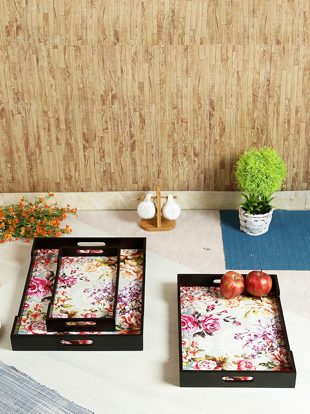 

Reinvention Factory Set of 3 Multicoloured Rectangle Printed Serving Trays, Multi