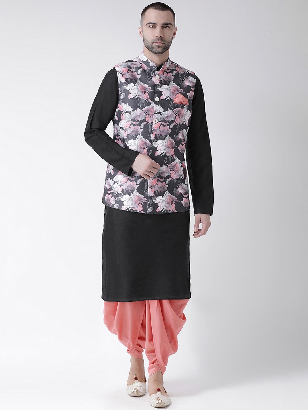 

KISAH Men Black & Pink Kurta Set