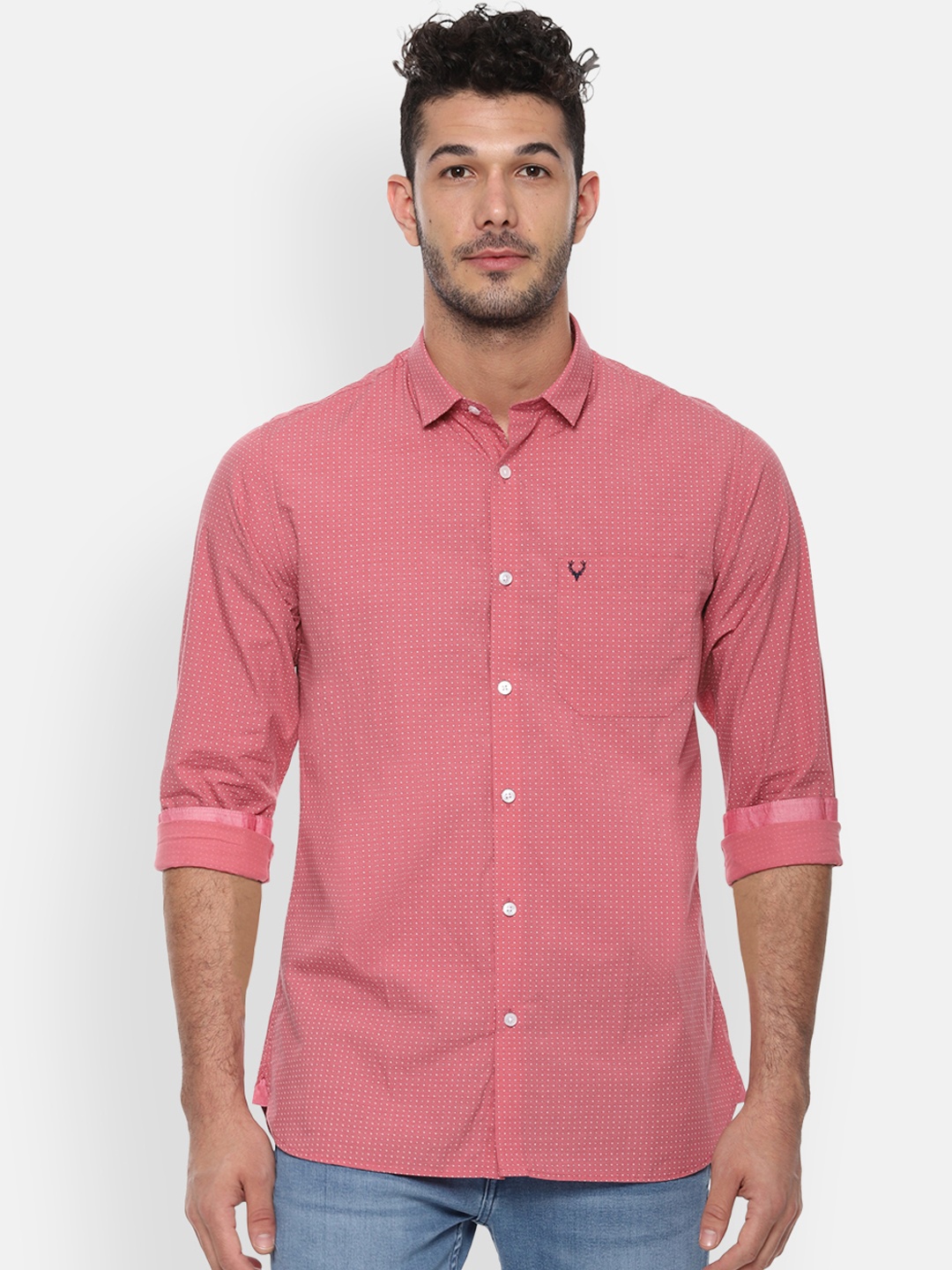 

Allen Solly Men Pink Slim Fit Printed Casual Shirt