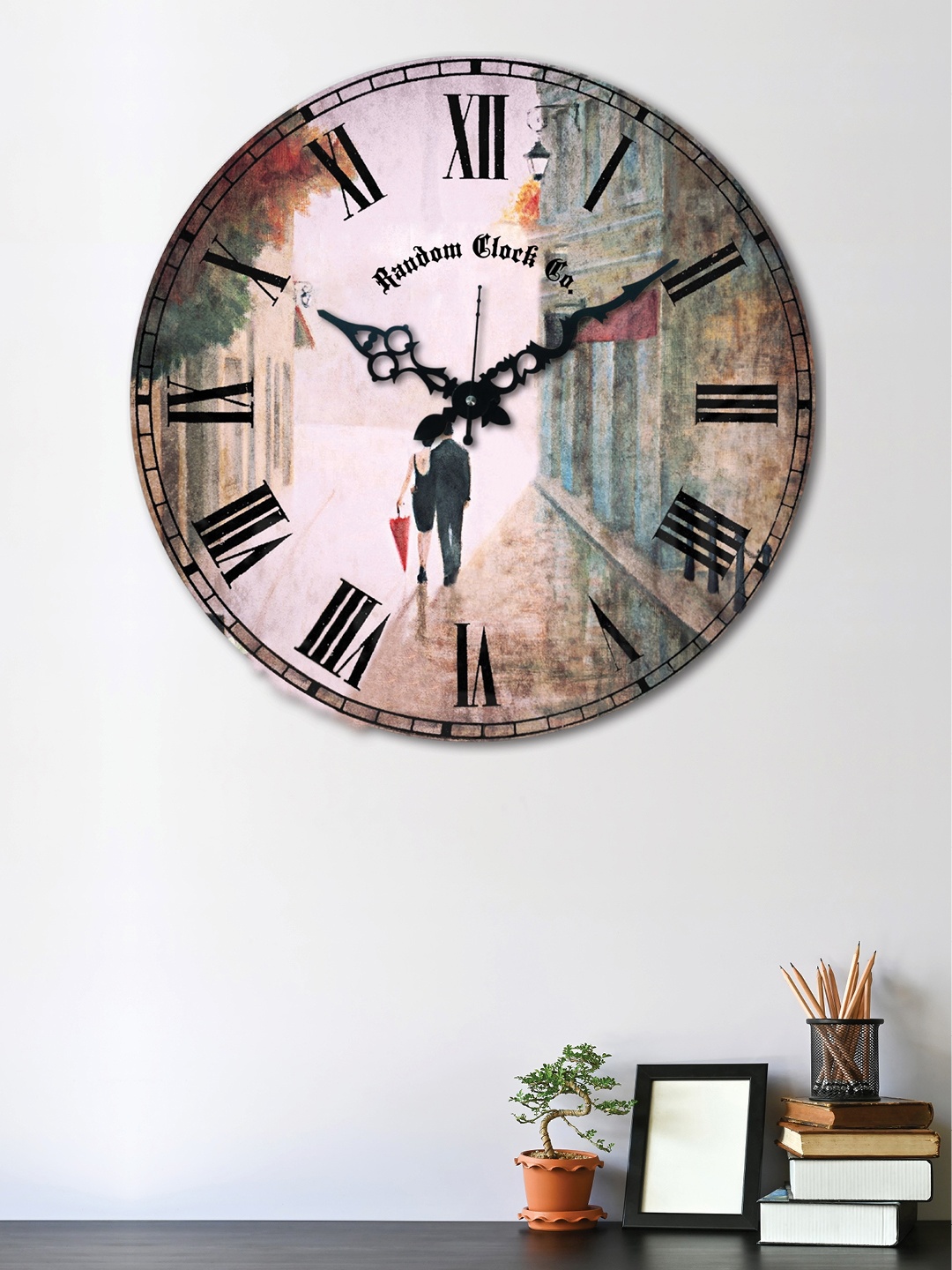 

RANDOM Multicoloured Round Printed Analogue Wall Clock, Multi