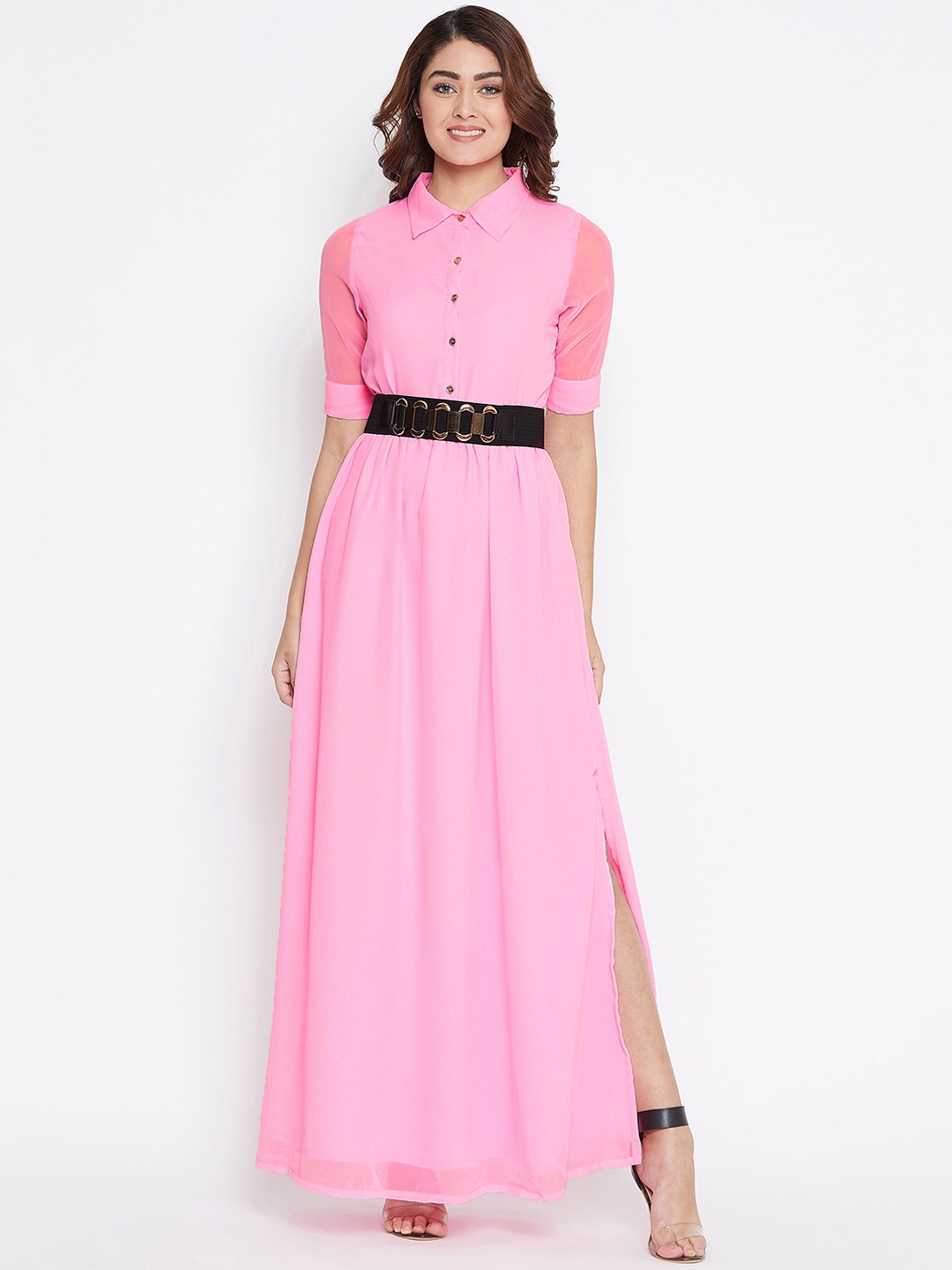 

La Zoire Women Solid Pink Maxi Dress