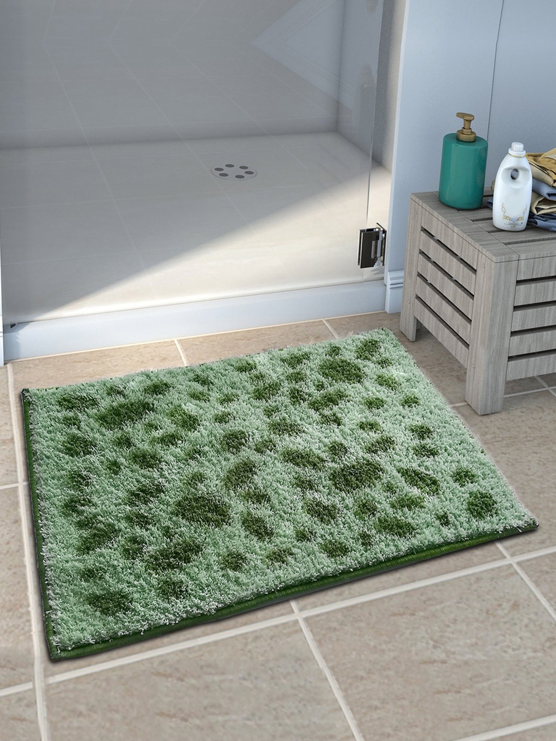 

Athom Trendz Set of 2 Olive Patterned Anti Slip Bath Rugs