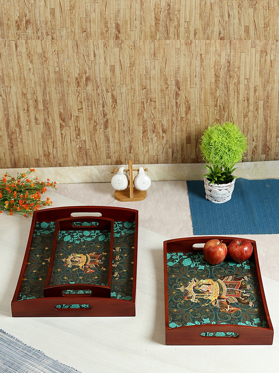 

Reinvention Factory Set of 3 Multicoloured Rectangle Printed Serving Trays, Multi