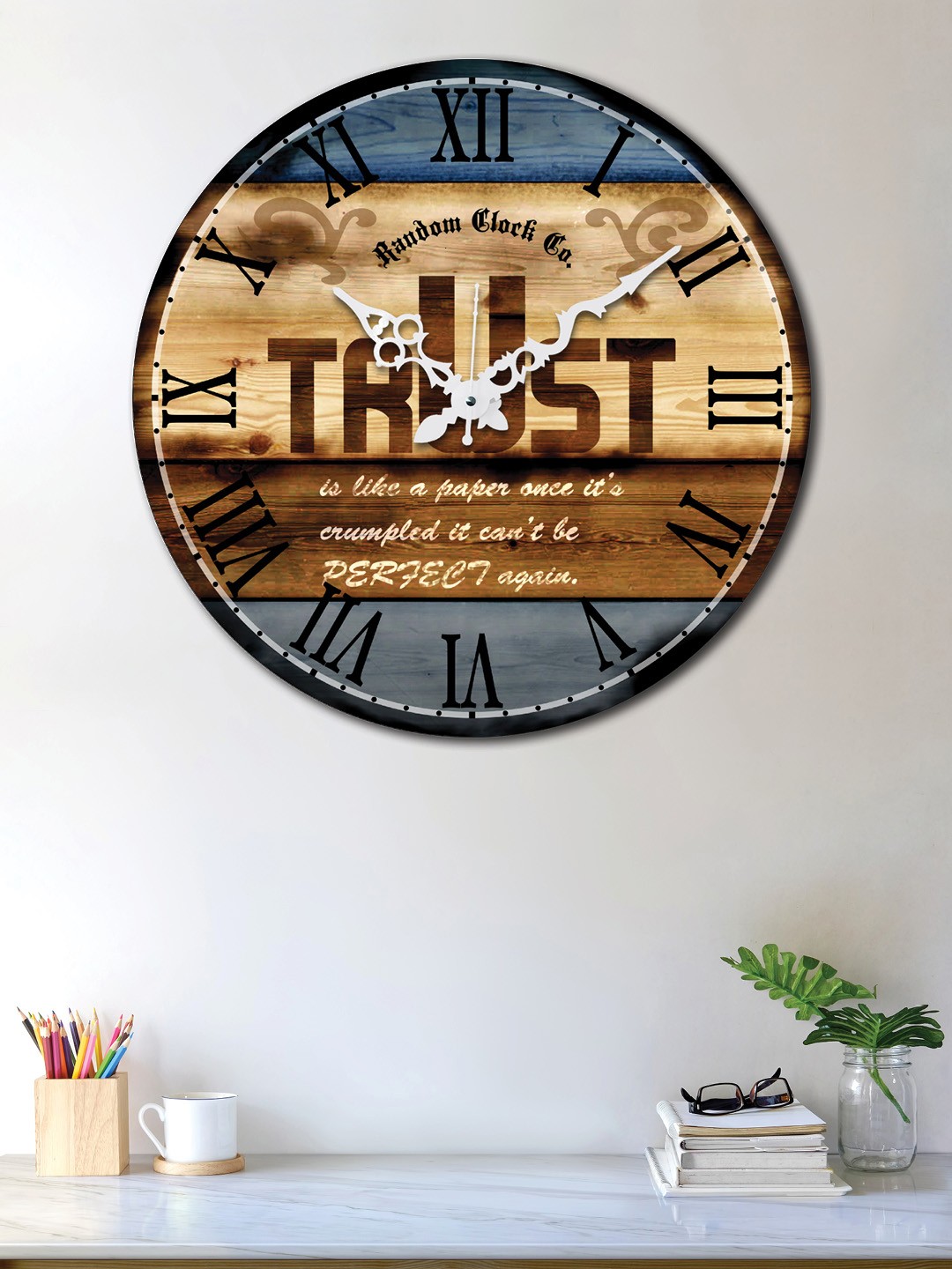 

RANDOM Multicoloured Round Printed Analogue Wall Clock, Multi