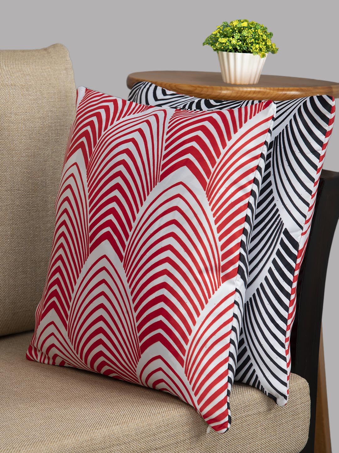

HOUZZCODE Set of 2 Abstract Square Cushion Covers, White