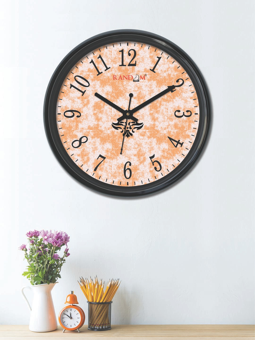 

RANDOM Orange Round Printed Analogue Wall Clock 30 cm