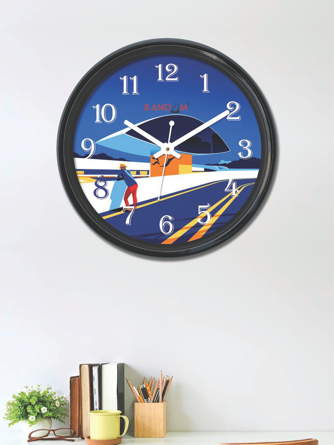

RANDOM Blue Round Printed Analogue Wall Clock 30 cm