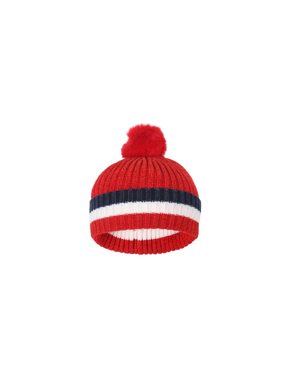 

FabSeasons Kids Red Self Design Beanie