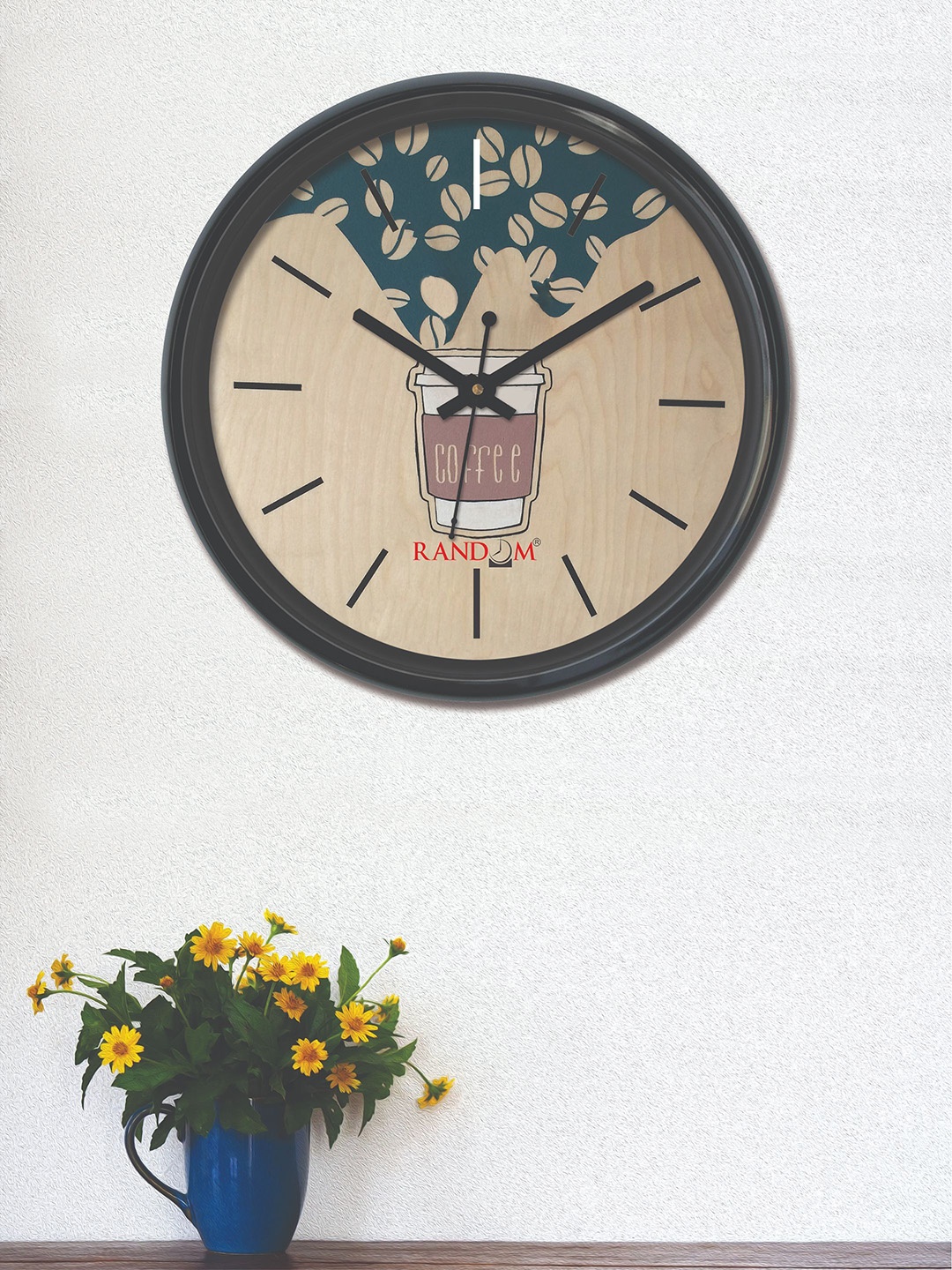 

RANDOM Beige & Navy Blue Round Printed 30 cm Analogue Wall Clock