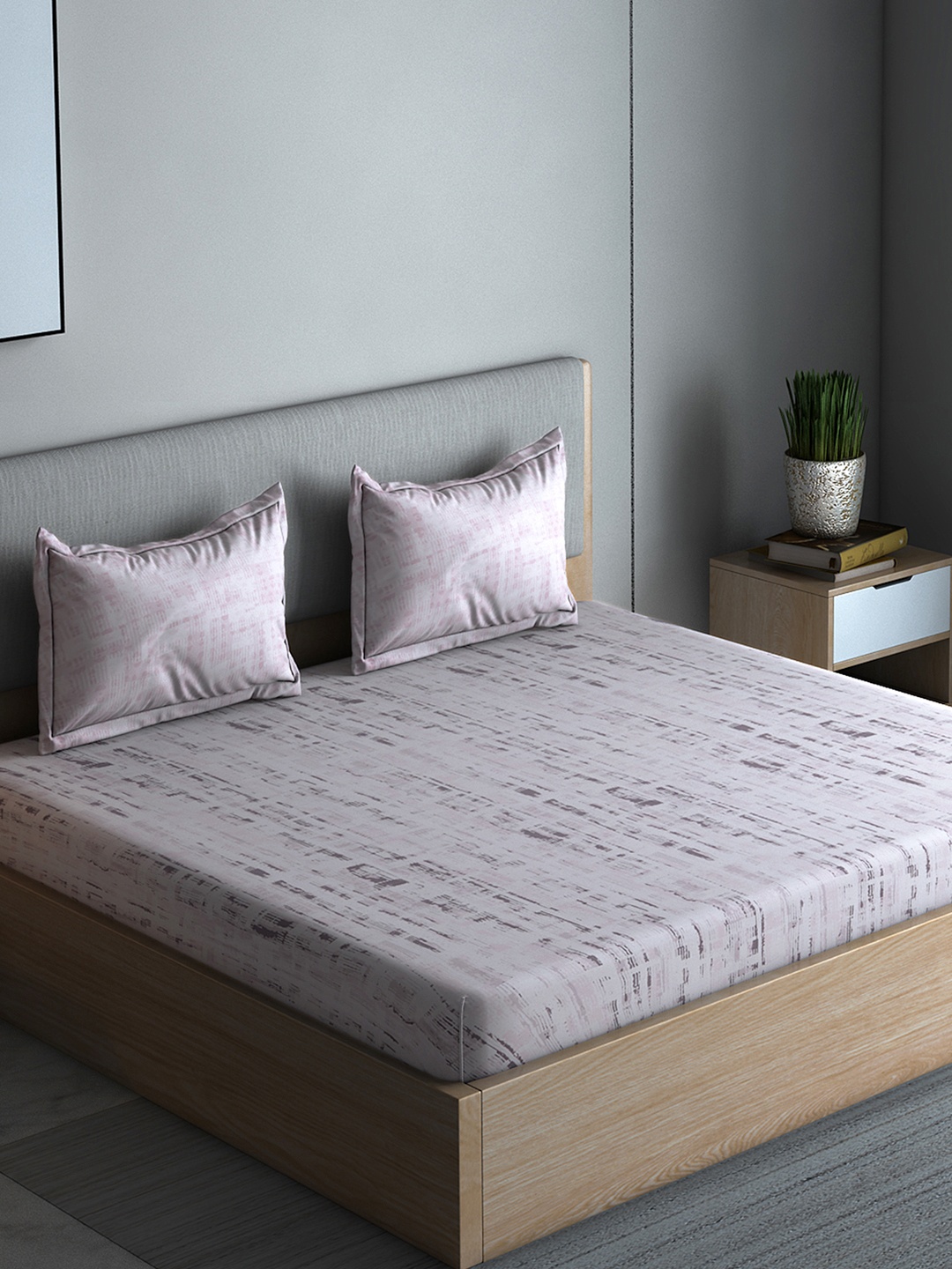 

Boutique Living India Purple Abstract 300 TC Cotton 1 Queen Bedsheet with 2 Pillow Covers