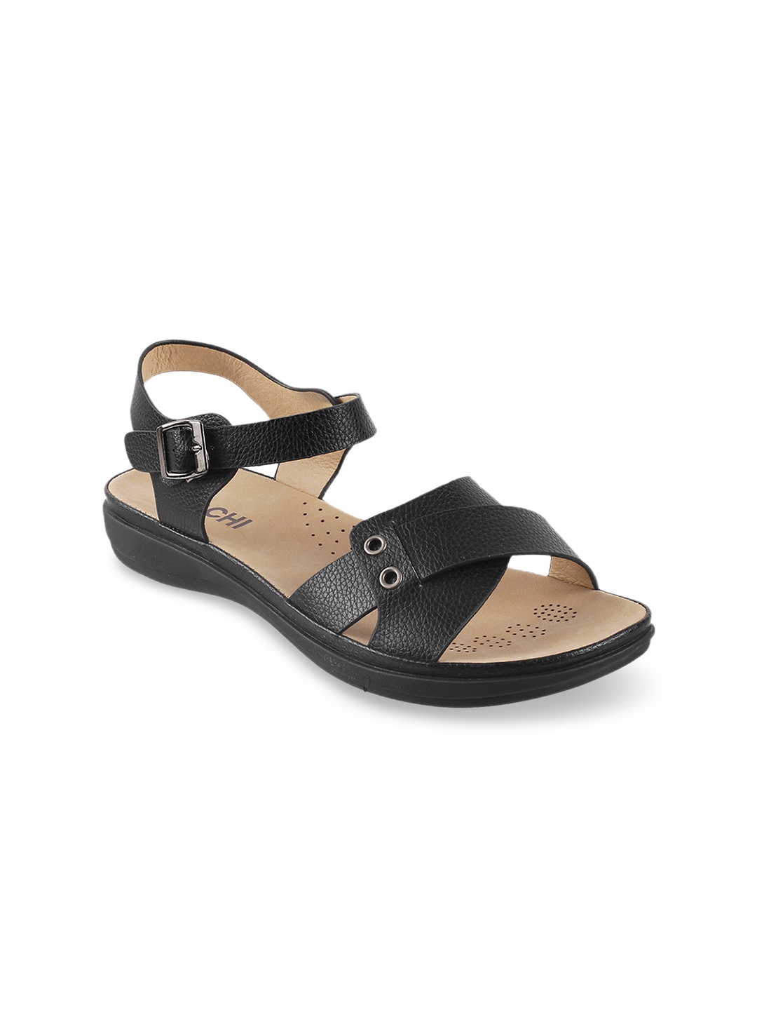 

Mochi Women Black Solid Open Toe Flats