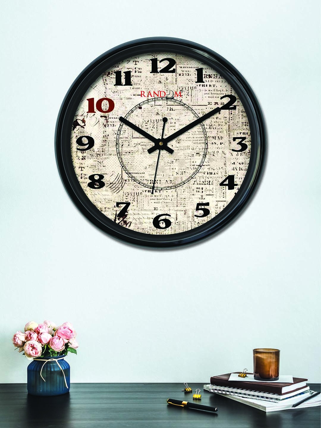 

RANDOM Off-White & Black Round Printed 30 cm Analogue Wall Clock