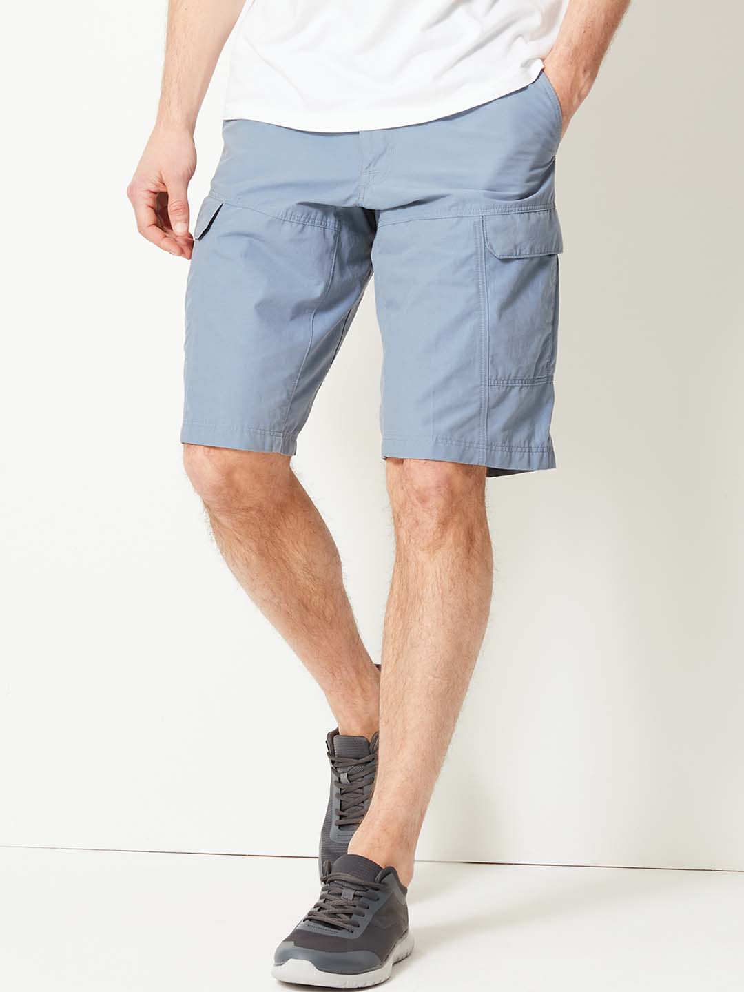 

Marks & Spencer Men Blue Solid Regular Fit Cargo Shorts