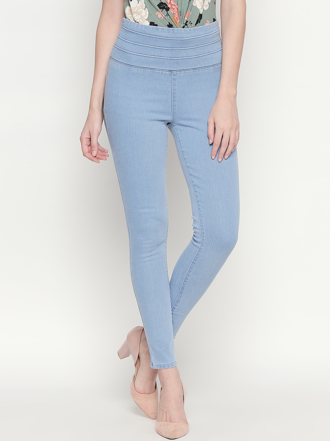 High Star Women Blue Solid High Rise Stretchable Jeggings