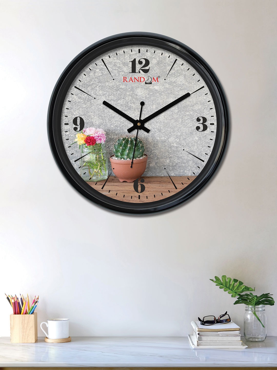 

RANDOM Grey & Brown Round Printed Analogue Wall Clock 30 cm