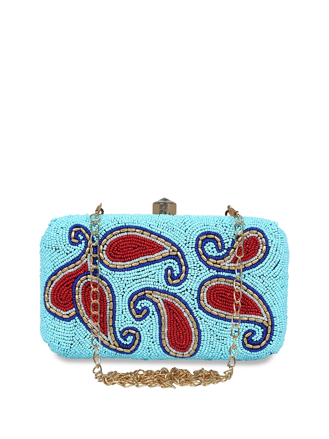 

Anekaant Blue & Red Embellished Box Clutch