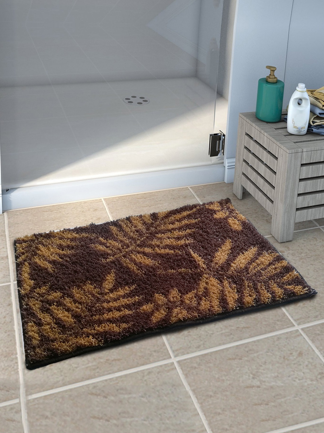

Athom Trendz Set of 2 Brown Printed Anti-Slip Bath Rugs