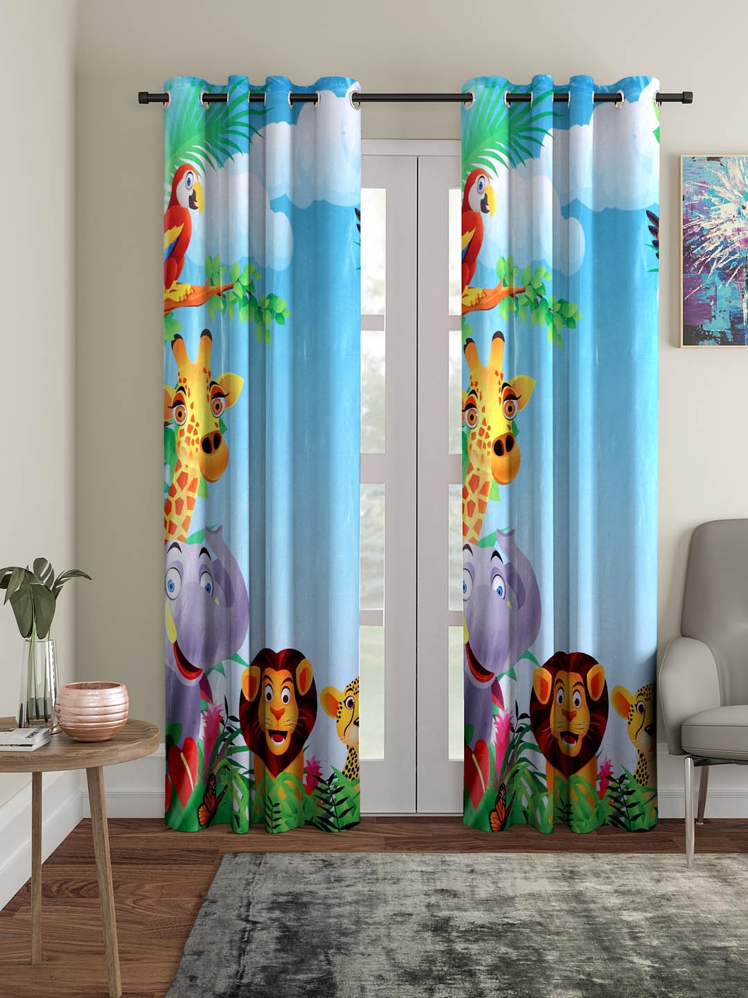 Cortina Blue Set of 2 Door Curtains