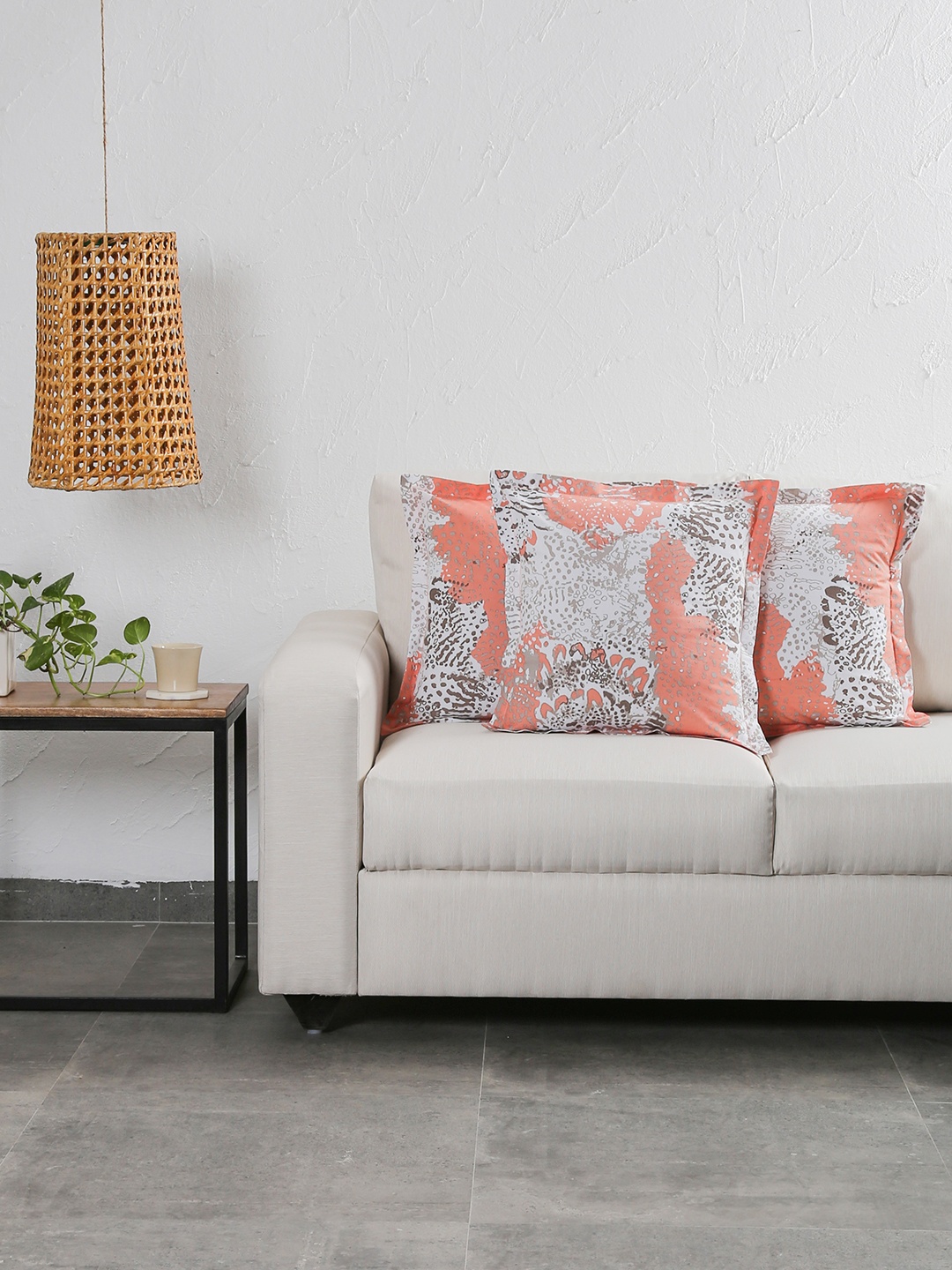 

House This Pink & White Set of 3 Abstract Square Cushion Covers