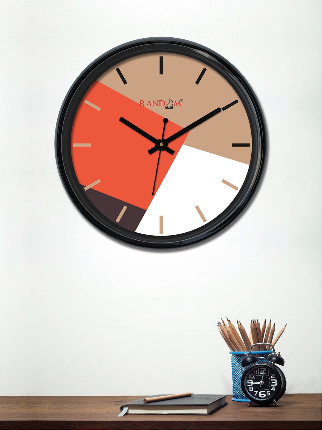 

RANDOM Orange & Peach-Coloured Round Colourblocked 30 cm Analogue Wall Clock