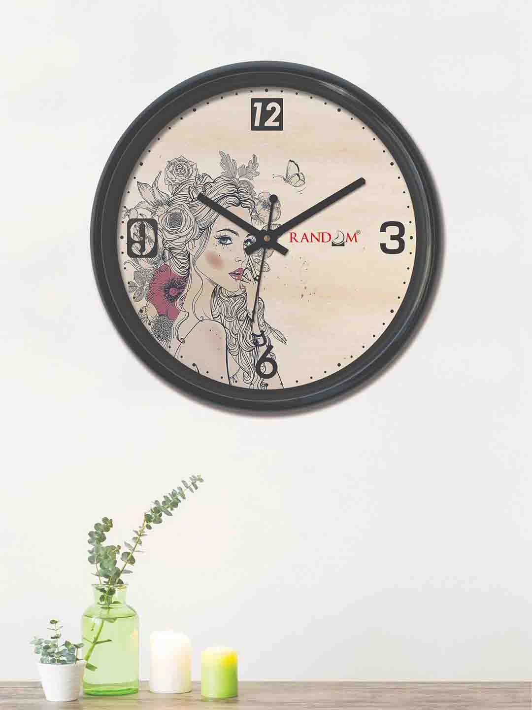 

RANDOM Cream-Coloured & Black Round Printed 30 cm Analogue Wall Clock