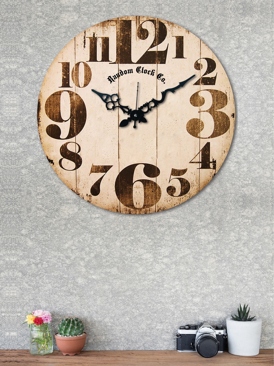 

RANDOM Beige Round Printed Analogue Wall Clock