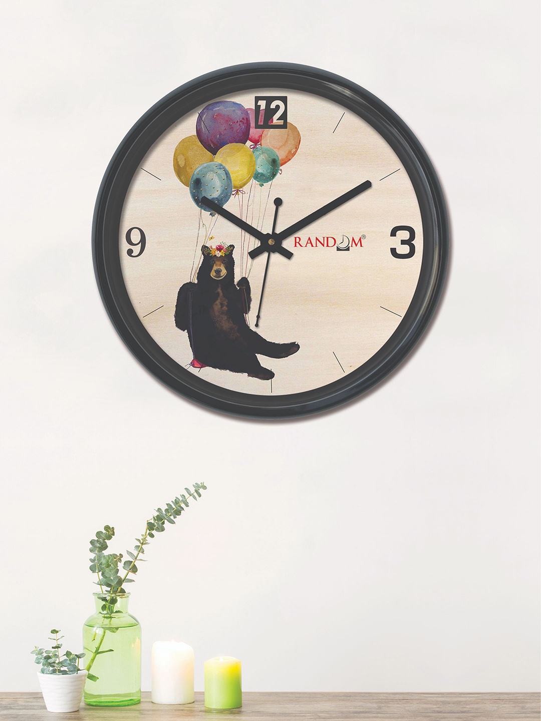 

RANDOM Cream-Coloured & Black Round Printed 30 cm Analogue Wall Clock
