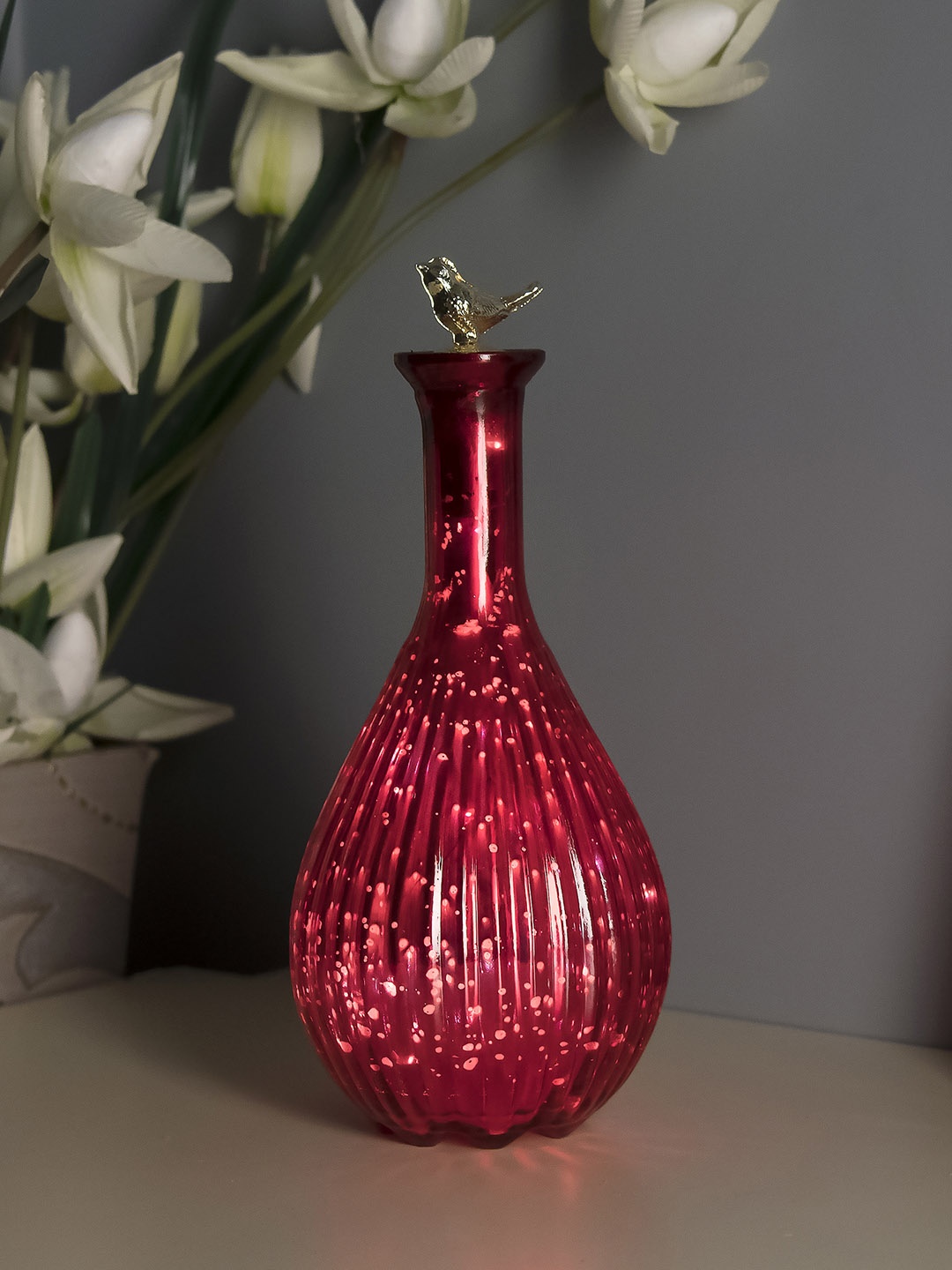 

Homesake Red Printed Handcrafted Ovoid Bottle Table Lamp
