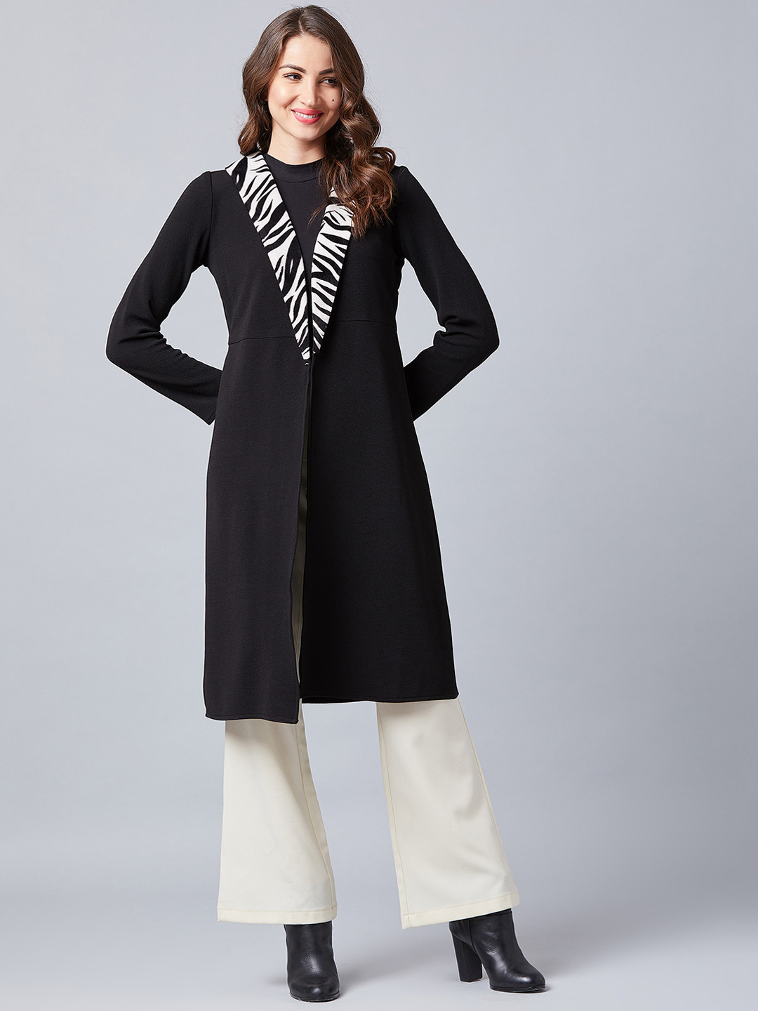 

Athena Women Black Solid Open Front Shrug