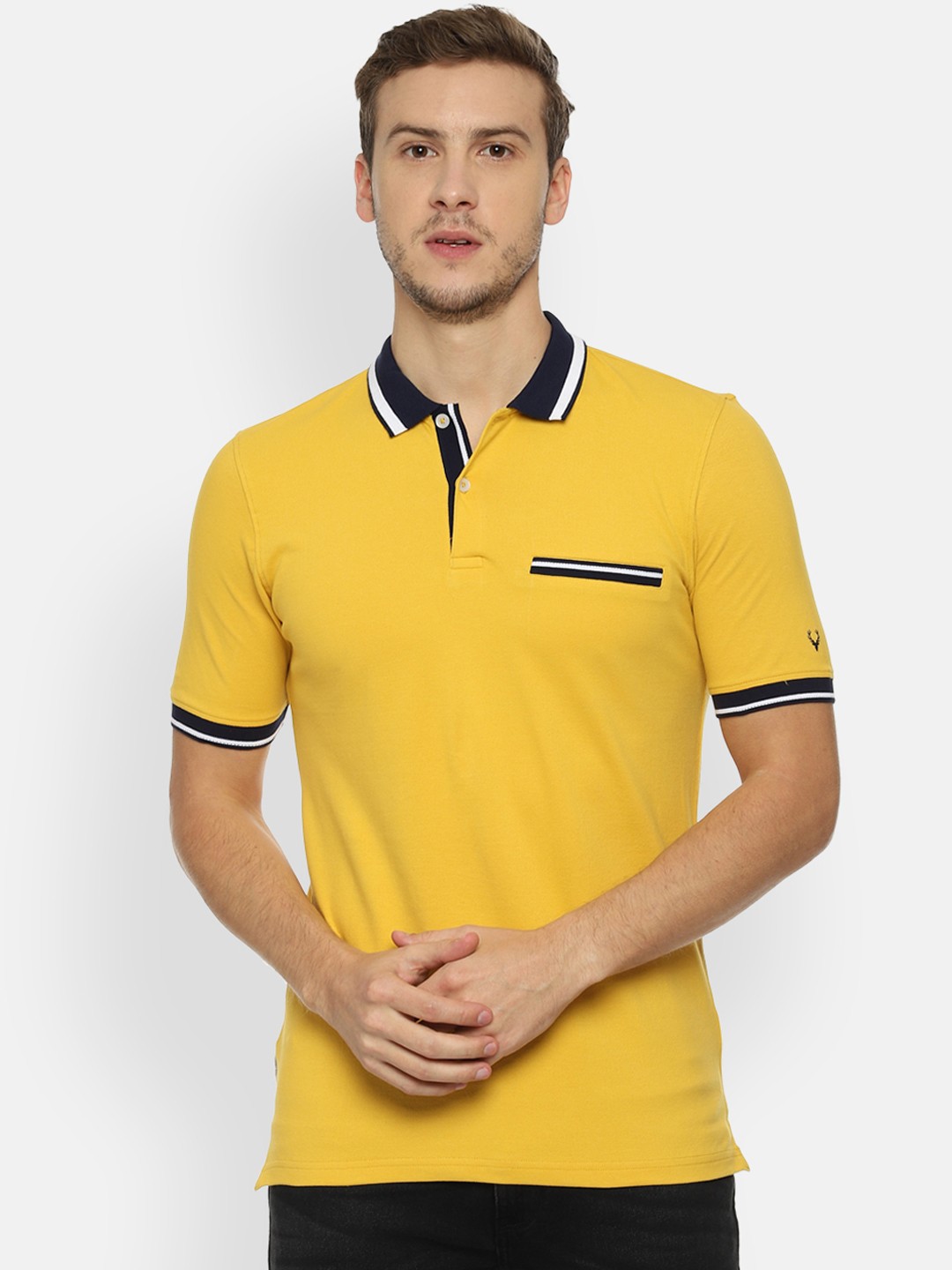

Allen Solly Men Yellow Solid Polo Collar T-shirt