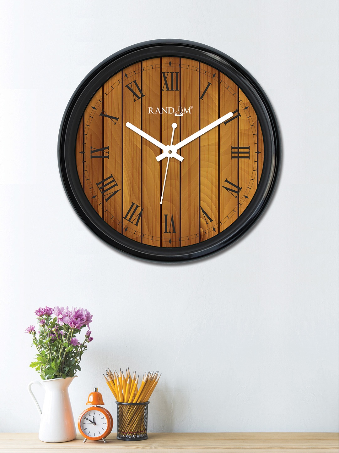 

RANDOM Brown & Black Round Printed 30 cm Analogue Wall Clock